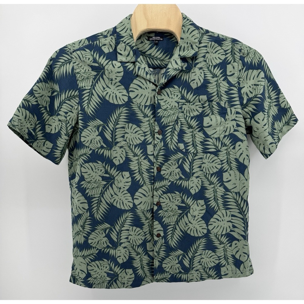 George Hawaiian Shirt Men's Size L Relaxed Fit Floral Tropical Beach Aloha